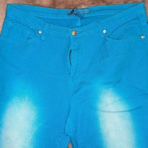 Ladies U-51 Powder Blue With White Highlight Blue Jeans Size 16